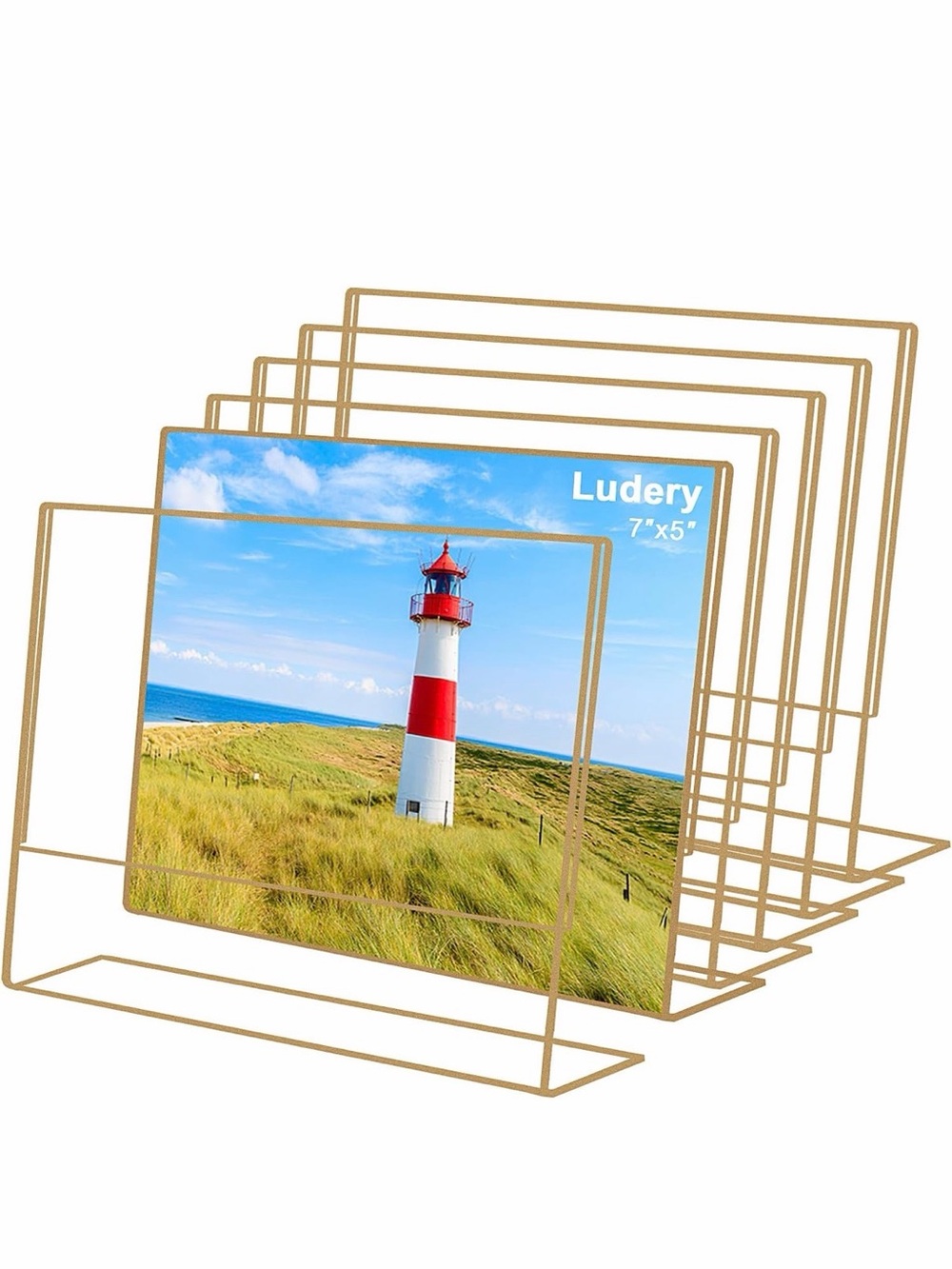 5x7 Gold Picture Frames Clear Frameless Horizontal Acrylic Frames 6 Pack